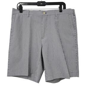 Peter Millar Mens Featherweight Pinstripe Shorts Blue and White Size 35